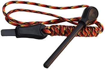 Survival and Camping Ferrocerium Flint with Spark Striker and 6+ Feet of 550 Paracord Great for Boy Scouts, Girl Scouts, Bushcraft, Hikers, and Preppers