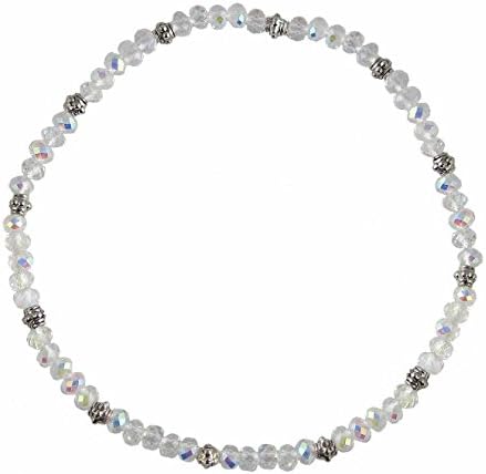 Stretch Bead Ankle Bracelet Anklet - Iridescent White (A41)