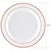 WDF 60pcs Disposable Plastic Plates-10.25inch Dinner Plates- Rose Gold Trim Real China Design - Premium Heavy Duty Plastic Plates for Wedding/Parties