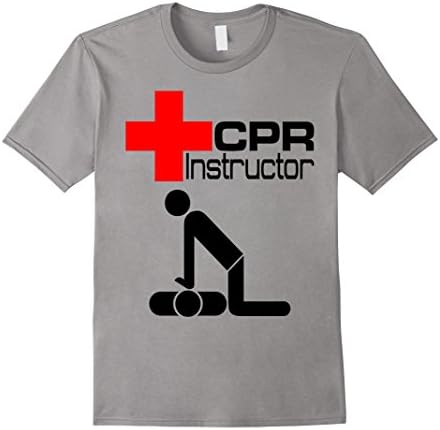 Mens CPR First Aid AED Instructor Teacher Trainer T-Shirt 3XL Slate