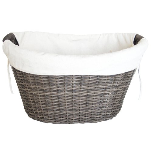 Habau Holzkorb aus Polyethylen mit Metallrahmen, Grau, 63,5 x 44,5 x 30 cm