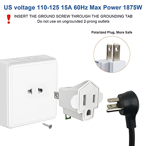 3 Prong to 2 Prong Outlet Adapter,YOELVN 3 Prong Adapter Grounding Converter, Heavy Duty