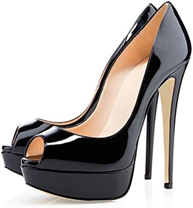 MIUINCY Women's High Heel Peep Toe Platform Stiletto Slip on Dress Pump Shoes for Wedding Party