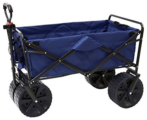Mac Sports Heavy Duty Collapsible Folding All Terrain Utility Beach Wagon Cart, Blue/Black (Certified Refurbished) - Thumbnail 5