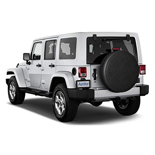 AmFor Spare Tire Cover, Universal Fit for Jeep, Trailer, RV, SUV, Truck and Many Vehicle, Wheel Diameter 25" - 27", Weatherproof Tire Protectors (Black)