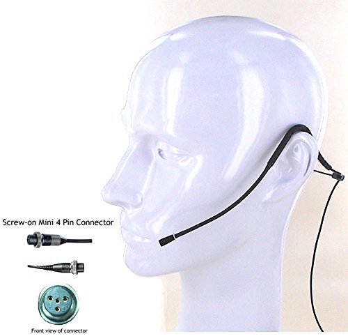 AV-JEFE AVL623 Professional Mini Sweat Resistant Headset Microphone, Black (Compatible with Mipro/Peavey Mini 4pin Screw-On Connector)
