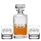 Abby Smith, Batman Engraved Decanter and Rocks Glasses, Set of 3