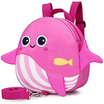 OMALOOBaby Toddler Walking Safety Backpack Little Kid Child Anti-Lost Harness Strap Bag with Safety Reins Leash Belt for 1-3 Years Boys and Girls (Cute Whale Pink)