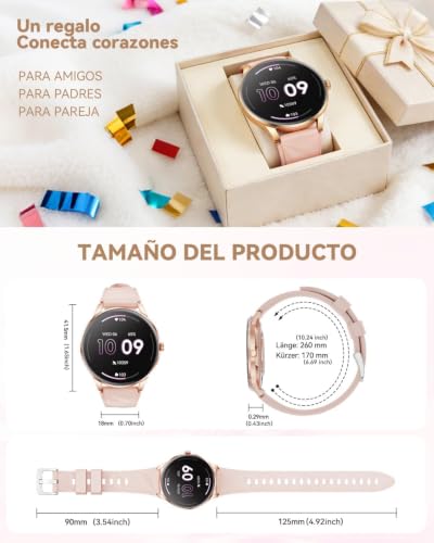 Karchilor Reloj Inteligente Mujer con Llamadas Bluetooth, Pantalla de 1,32" | Smartwatch Mujer con Frecuencia Cardíaca, SpO₂, Sueño, 110+ Deportes, IP68, 2 Correas, Compatible con iOS y Android