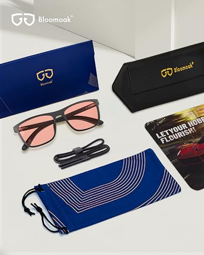 Bloomoak Gafas de color rosa antimigraña, FL-Flex gafas rosas contra la sensibilidad a la luz, el deslumbramiento LED, la fotofobia y la fatiga ocular