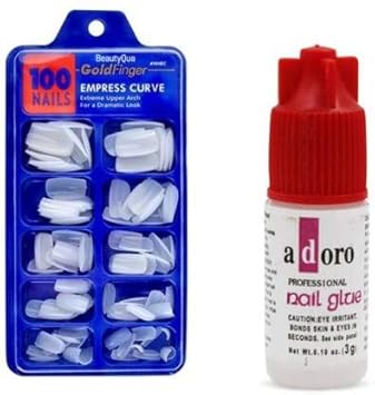 Goodkin Artificial Professional Reusable Nails Set with Glue/Nail Extensions for Hand Nails - 100 pcs