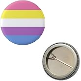 Yellow Bigender Pride Flag Pin 1” Round Circle Shape Metal Button Pin Badge Pinback 1 inch Pin 25 mm 2.5 cm