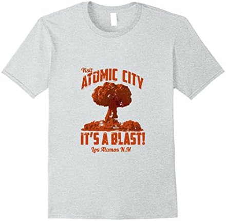 Mens Atomic City, It's a blast T-Shirt. Retro nuclear cloud tee 3XL Heather Grey