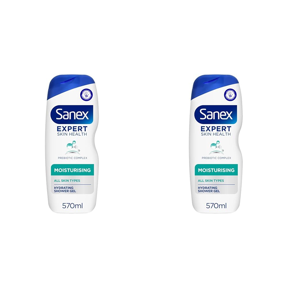 Sanex Expert Skin Health Moisturising Shower gel 570ml | body wash for men & women | gently cleanses | hydrates & softens skin | 12h hydration | advanced prebiotic complex formula | vegan (Pack of 2)