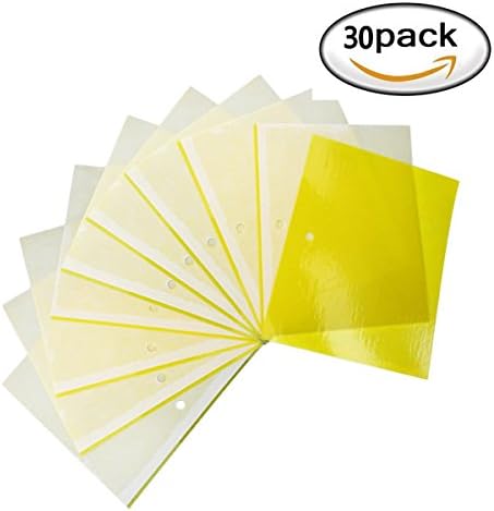 TopTraps Dual-Sided Sticky Traps for Flying Plant Insect Like Fungus Gnats, Aphids, Whiteflies, Leafminers - (6x8 Inches, Twist Ties Included) (30, Yellow)