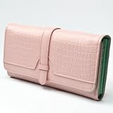 KLOUD City® Pink synthetic leather drawstring style double button women wallet