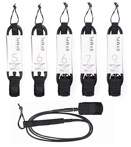 SYMPL Premium Surf Leash [ Black • 6ft - 9ft ] Surfboard Leash for Shortboard, Longboard, SUP Paddle Board Leashes for All Boards (6, Comp) - Thumbnail 4