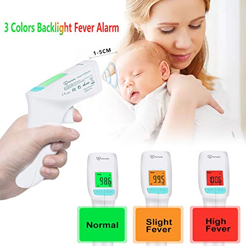 Non Contact Forehead Thermometer for Adults Baby，Infrared No Touch Digital Thermometer for Kids Infant Humans with Fever Alarm, Accuracy Instant Readings and LCD Display