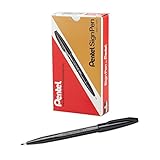 Pentel Sign Pen, Fiber-Tipped, Black Ink  (S520-A), Box of 12