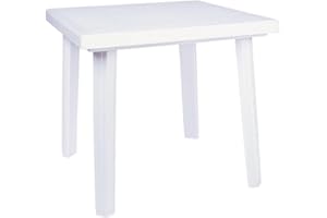 Compamia Cuadra 31" Square Resin Patio Dining Table in White, Commercial Grade