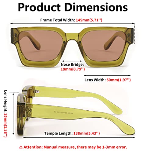 FEISEDY Gafas de sol cuadradas retro de los 90 para mujer Hombre Lentes de sol rectangulares de moda con protección UV400 B2385