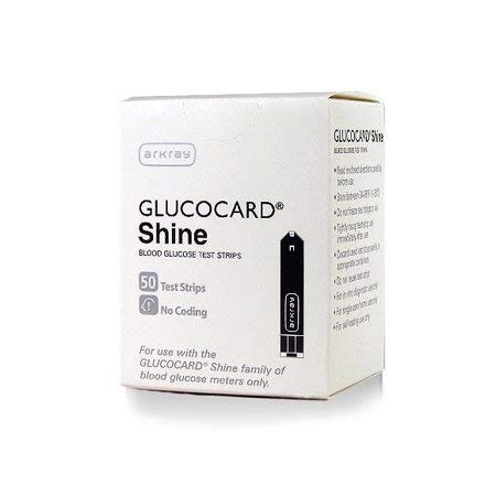 ARKRAY GLUCOCARD Shine Blood Glucose Test Strips – No Coding Required, Fast 5-Second Results, 0.5 Microliter Sample Size – Compatible with Shine Blood Glucose Meters, 50 Count