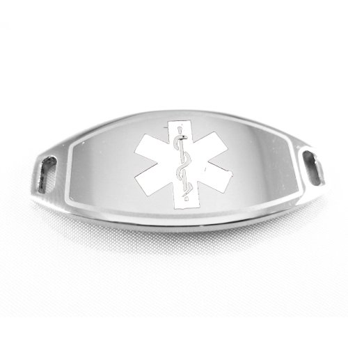 MyIDDr - Custom Engraved Medical ID Tag 316L Steel Medium - White