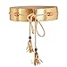 Ayliss Women Metallic Shiny Paillette Tie Waist Cincher Tassel Snake Skin Wide Belt