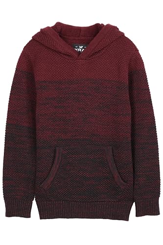 X RAY Boys Hoodies Long Sleeve, Colorblock Pullover Hood Sweater for Boys, Burgundy, Small at Amazon