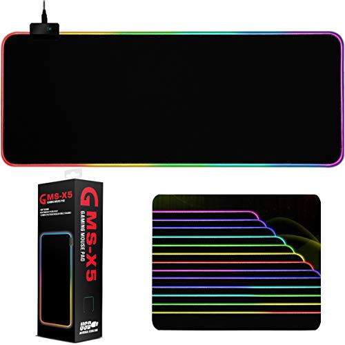 RGB Gaming Mouse Pad Large with 13 Modes and 2-Level Brightness, Extra Large Soft Led Extended Mousepad, Non-Slip Rubber Base Mouse Keyboard Mat – 31.5 X 11.8 Inches