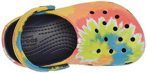 navy multi tie dye crocs