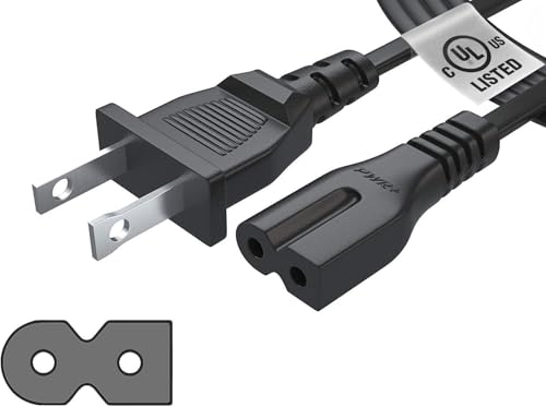 Power Cord for Vizio TV, Bose Speaker, Cable Box Router Arris, Sharp Sanyo Insignia Sound Bar, Singer Brother Baby-Lock Viking Pfaff Sewing Machine - UL Listed