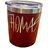 Personalized Stainless Steel Insulated 10 oz (rocks glass size) Tumbler with clear plastic lid, To Go Cup, Personalized Gift