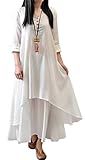 Eleganlife Women's Long Sleeve Fake 2PCS Chinese Style Cotton Linen Long Dress