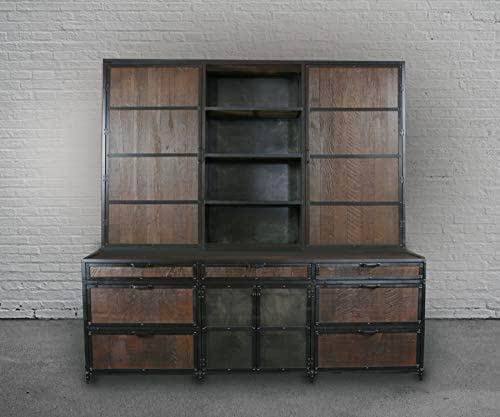 Amazon Com Industrial File Cabinet With Hutch Reclaimed Wood Filing Cabinet China Cabinet Rustic Bar With Storage Rustic Sideboard Office Furniture Handmade