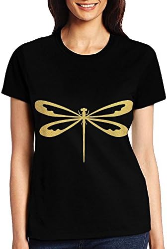 Gold Dragonfly Flyding Womens Fashion Classic Casual Short Sleeve Sports T-Shirt M