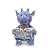 Cuddle Barn | Dalton the Storytelling Dragon 12" Animated Stuffed Animal Plush Toy | Mouth Moves, Head Sways and Book Lights Up | Recites 5 Fairy-Tales