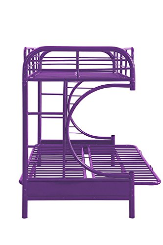 Major-Q 7002091pu Purple Modern Metal Tube Supported Twin Futon Bunk Bed with Built-in Ladders & Full Length Guard Rails
