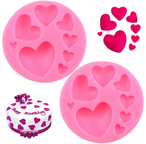 2 Pcs Heart Silicone Molds, Different Sizes Heart Chocolate Mold HearT Shape Candy Molds for Cookie Decor, Pastry, Cake, Chocolate Making