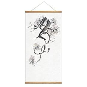 Hanging Poster NO Magnetic Wooden Framed, Ink Painting Designs Home Wall Canvas Prints Decoration Ready to Hang - 18"x36"