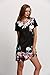 Floerns Women's Floral Print Short Sleeve Casual Top Shirt Dress Black XL