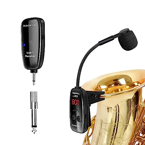 Photo 1 of XIAOKOA UHF Wireless Instruments Microphone,Saxophone Microphone,Wireless Receiver and Transmitter,164ft Range,Plug and Play,Great for Trumpets, Clarinet, Cello