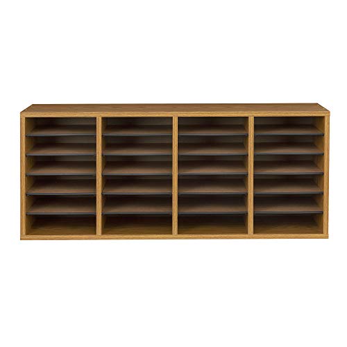 Safco Products Wood Adjustable Literature Organizer, 24 Compartment, 9423MO, Medium Oak, Durable Construction, Removable Shelves, Stackable - Thumbnail 4