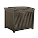 Suncast Small Deck Box Lightweight Resin Indoor/Outdoor Storage Container for Seat Cushions and Gardening Tools Store Items on Patio, Garage, 22 gallon, Mocha Wicker