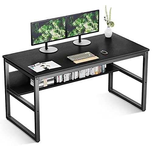 Coleshome Computer Desk with Bookshelf, 47 inch Home Office Desk with