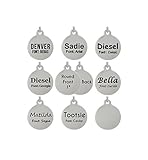 Laser Etched Stainless Steel Pet ID Tags Custom Personalized for Dog & Cat Paw Print Bone Round Tag (1