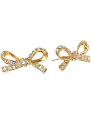Skinny Mini Pave Bow Gold Colored Stud Earrings