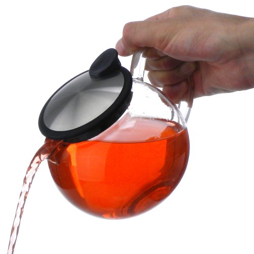 FORLIFE Bola Glass Teapot with Basket Infuser, 25oz./750ml, Lime - Thumbnail 3