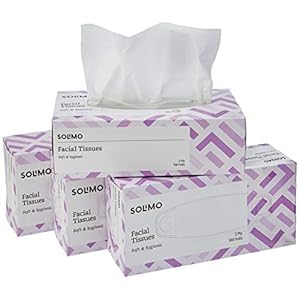 Amazon Brand – Solimo 2 Ply Facial Tissues Carton Box – 100 Pulls (Pack of 4)