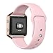 UMTELE Soft Silicone Replacement Strap with Rose Gold Frame for Fitbit Blaze Smart Fitness Watch, Small, Pink